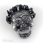Plain & Oxidized Catrina Pendant Mexican Sterling Silver